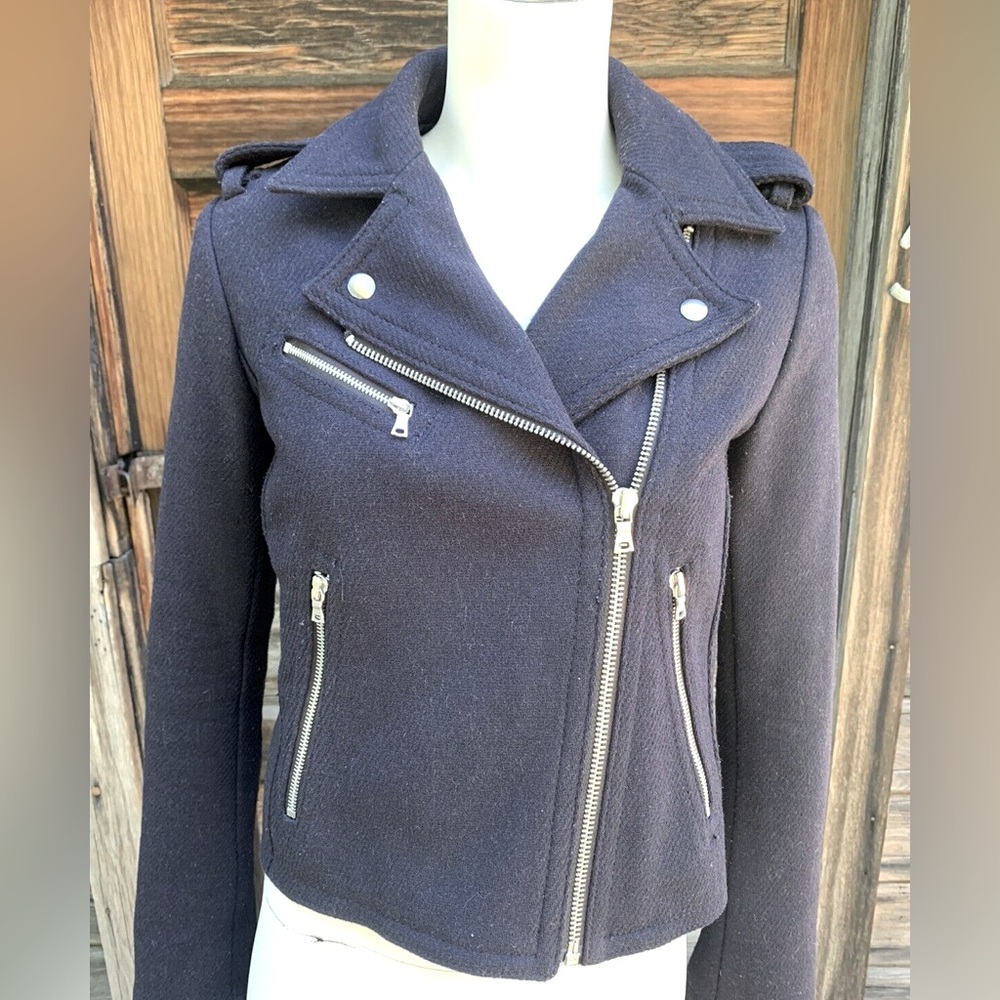 Gap Navy Wool Moto Jacket